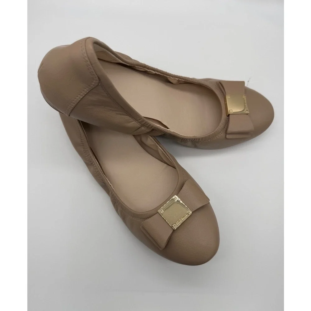 Cole Haan Tali Bow Ballet Women's 9.5 Maple Sugar Leather Flat Elegant NIB